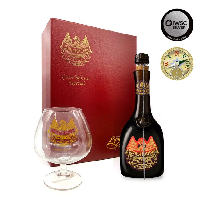 Bernal - Brandy Constitución Flocado Plata inkl. 2 Gläser Set