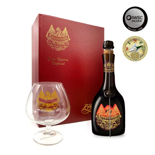 Bernal - Brandy Constitución Flocado Plata inkl. 2 Gläser Set