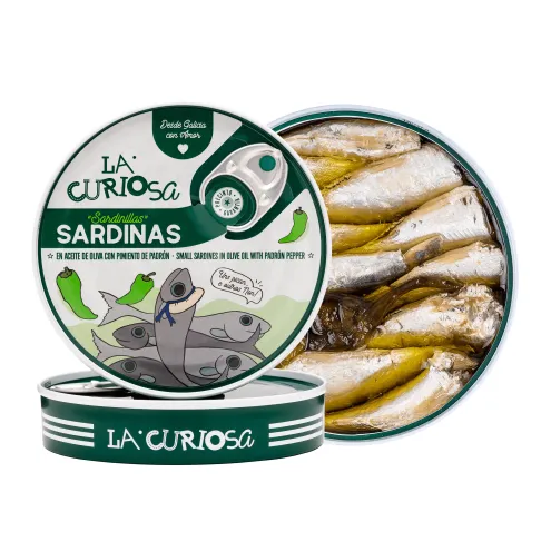 La Curiosa - Sardinas en aceite de oliva con pimiento de padron
