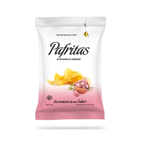 Pafritas - Knoblauch Kartoffelchips mit Olivenöl und Meersalz