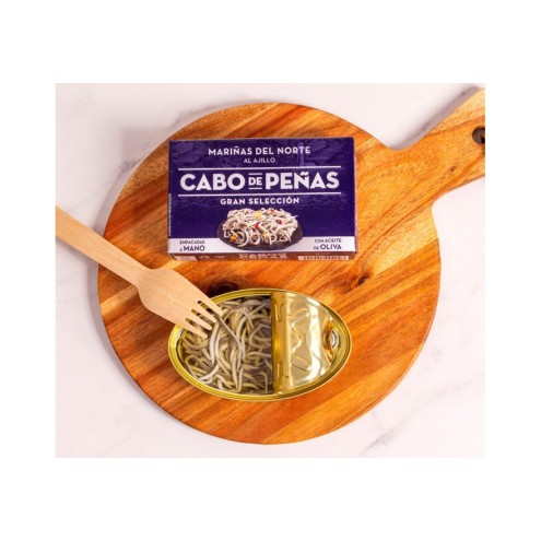 Cabo de Peñas - Angulas - Glasaal Surimi mit Knoblauch in Olivenöl