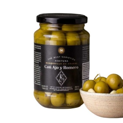 Triana Olivas - Aceitunas Manzanilla con Romero y Ajo