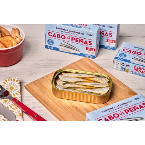 Cabo de Peñas - Sardinillas - Kleine Sardinen in Olivenöl salzreduziert